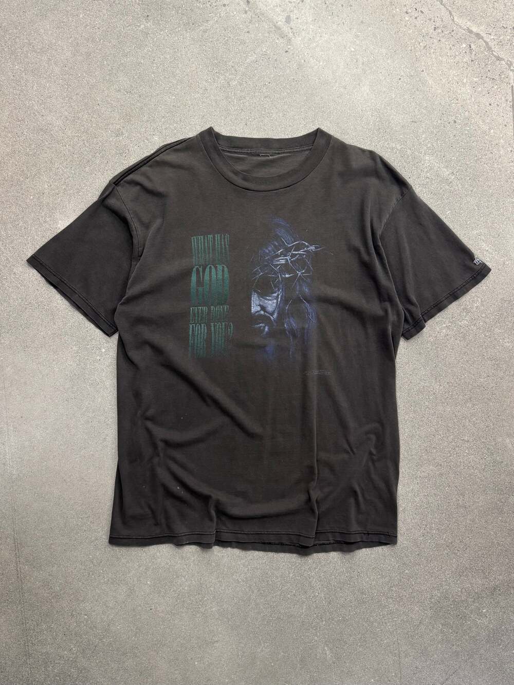 Vintage Faded 1993 What Has God Ever Done For You Jesus T-Shirt - XL